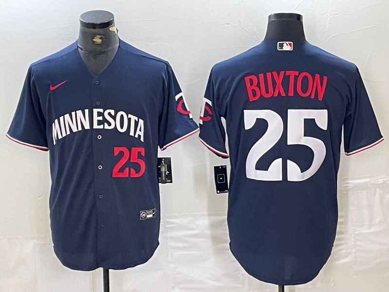 Men Minnesota Twins 25 Buxton Blue 2024 Nike Game MLB Jersey style 1